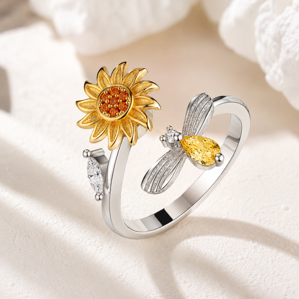 The Solara Bee & Sunflower Ring