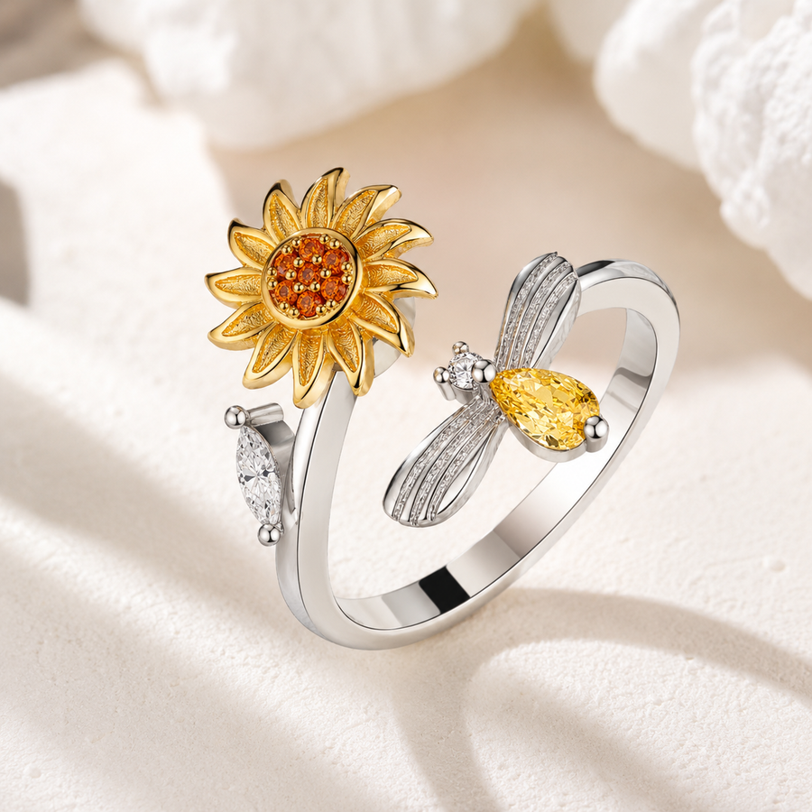 The Solara Bee & Sunflower Ring